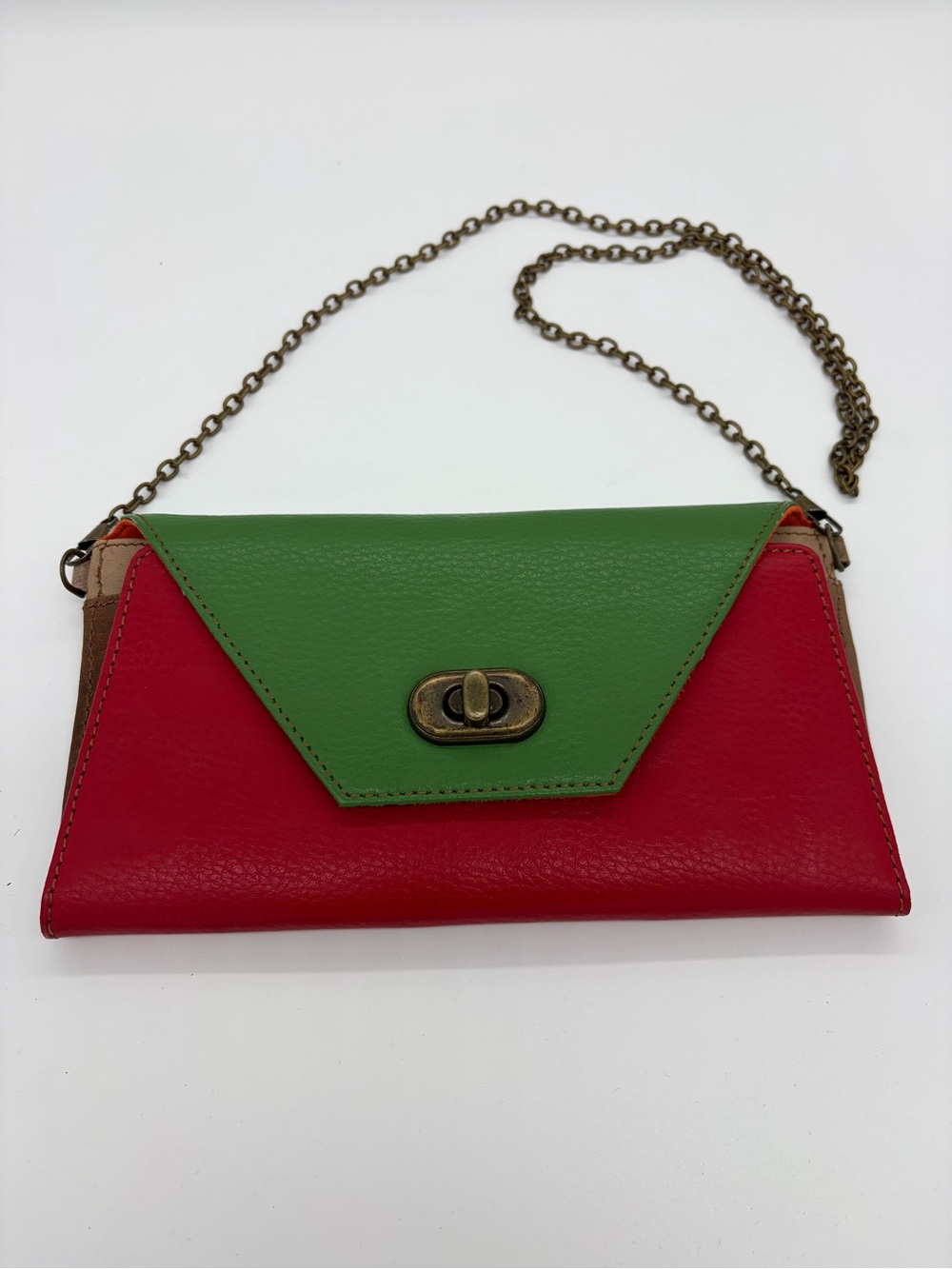 Vintage Soruka Colorblock Secret Clutch Wallet in Red - Green - Taupe